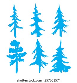 Tree collection - vector silhouette illustration