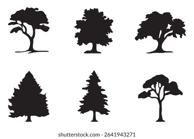 Tree collection. Tree vectors. Tree silhouettes