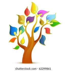 Diseño de color de árbol. Vector gráfico de fantasía