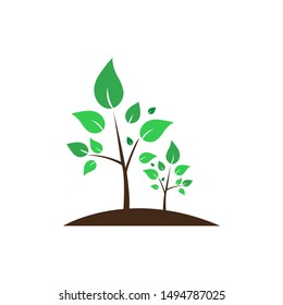 Tree with color green leaves. Vector