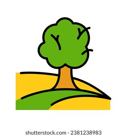 Tree color icon, vector sign, flat pictogram isolated on white, logo illustration. Icon related to Farming And Farm. Suitable for web site design, app, user interfaces. Simple vector design