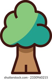 Tree Color Line Icon - Single Icon, Vector