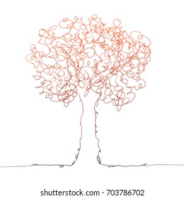 Tree color on white. Hand drawn vector sketch