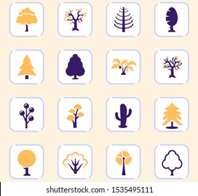 Tree color vector icons for user interface design