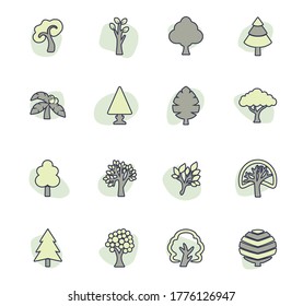 Tree color vector icons for user interface design