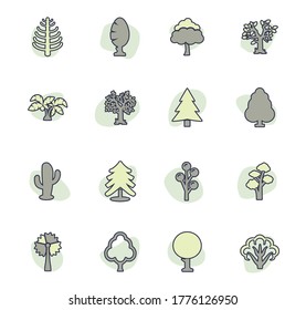 Tree color vector icons for user interface design