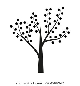 tree colored dots on green background for decorative design. Summer background. Vector illustration.