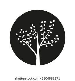 tree colored dots on green background for decorative design. Summer background. Vector illustration.