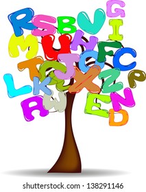 Tree with colored letters