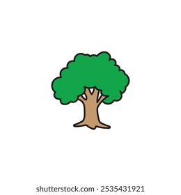Tree colored vector icon on white background