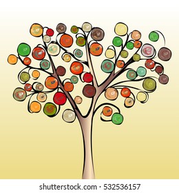 Tree colorful abstract background. Vector illustration design.