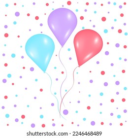 Tree colorful balloons with circles, vector illustration.