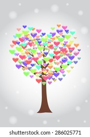 tree with colorful heart leaf