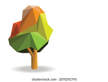 Tree colorful leaf low poly icons, can  use for banner template, modelling stylized icon, vector art and illustration 