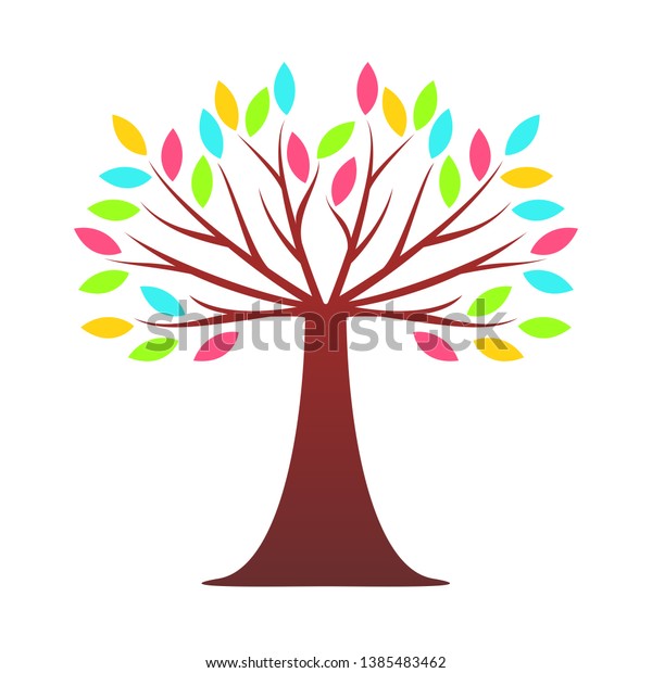 Tree Colorful Leaf Vector Clipart Illustration 스톡 벡터(로열티 프리) 1385483462 ...