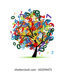 Tree with colorful numbers for your design. Vector illustration