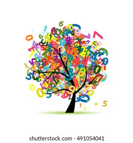 Tree with colorful numbers for your design. Vector illustration