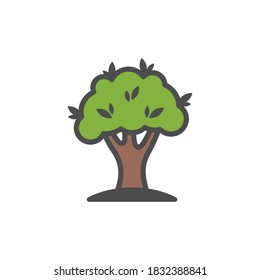 Icono de vector colorido de árbol, ilustración simple de la naturaleza. Icono único aislado.