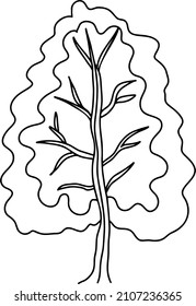 Tree. Coloring page for adults and children. Sketch, doodle, logo, clipart, black and white vector illustration, hand-drawn.