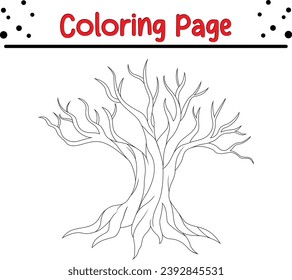 página de coloreado de árbol. página del libro de coloreado de naturaleza