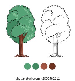 Tree Coloring page for preschool children. Learn numbers for kindergartens and schools. Educational game.
