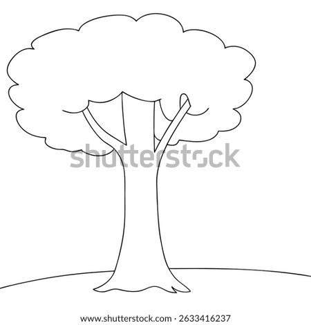 Tree coloring page simple and minimal line art illustration on white background