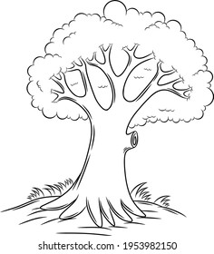 Tree Coloring Page Vector Black White Stock Vector (Royalty Free ...