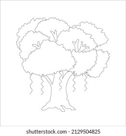 Tree Coloring page vector line art for book and drawing.