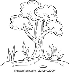 Tree coloring pages for kids