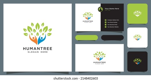 plantilla de diseño de logotipo de concepto de personas combinadas de árbol