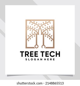 Tree combined wrench logo with creative concept
