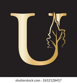 Árvore Logotipo da empresa combine com modelo de vetor letra U
