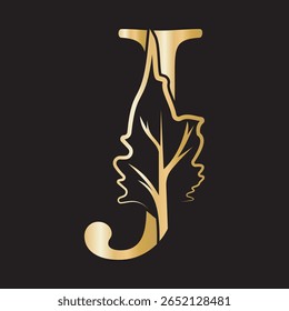 Tree Company Logo combine with letter J vector template