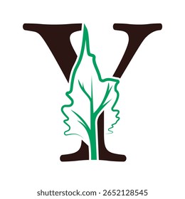 Árvore Logotipo da empresa combine com a letra Y modelo de vetor