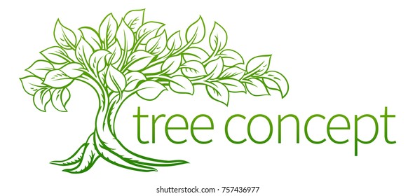 A tree concept icon illustration with roots