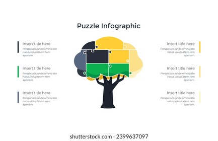 Tree concept infographic template with arbor made out of puzzle pieces