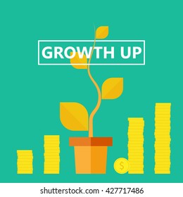 Tree concept money Growth up,vector illustration