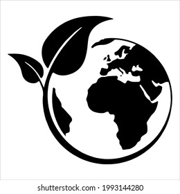 tree conservation icon on earth vector