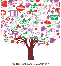 a árvore que consiste nas setas e ícones sobre o tópico de mídias sociais