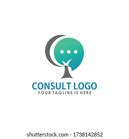 tree and consult logo concept design template vector, communication identity vector template