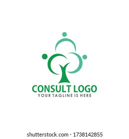 tree and consult logo concept design template vector, communication identity vector template