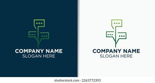 tree and consult logo vector, communication logo template
