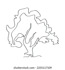 Tree continues line art drawing