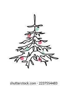 Árbol. Ilustración vectorial de dibujo de línea continua