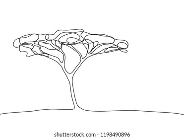 Tree continuous line drawing