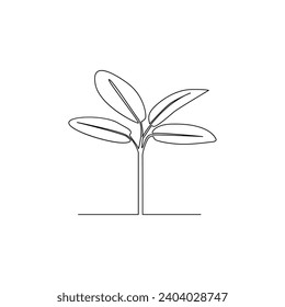 Tree continuous line vector image on white background concept of nursery gardening business