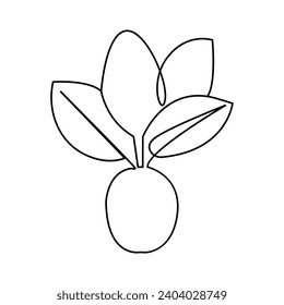 Tree continuous line vector image on white background concept of nursery gardening business