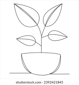 Tree continuous single line art of drawing and tree style  vector illustration