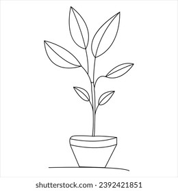 Tree continuous single line art of drawing and tree style  vector illustration