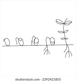 Tree continuous single line art of drawing and tree style  vector illustration